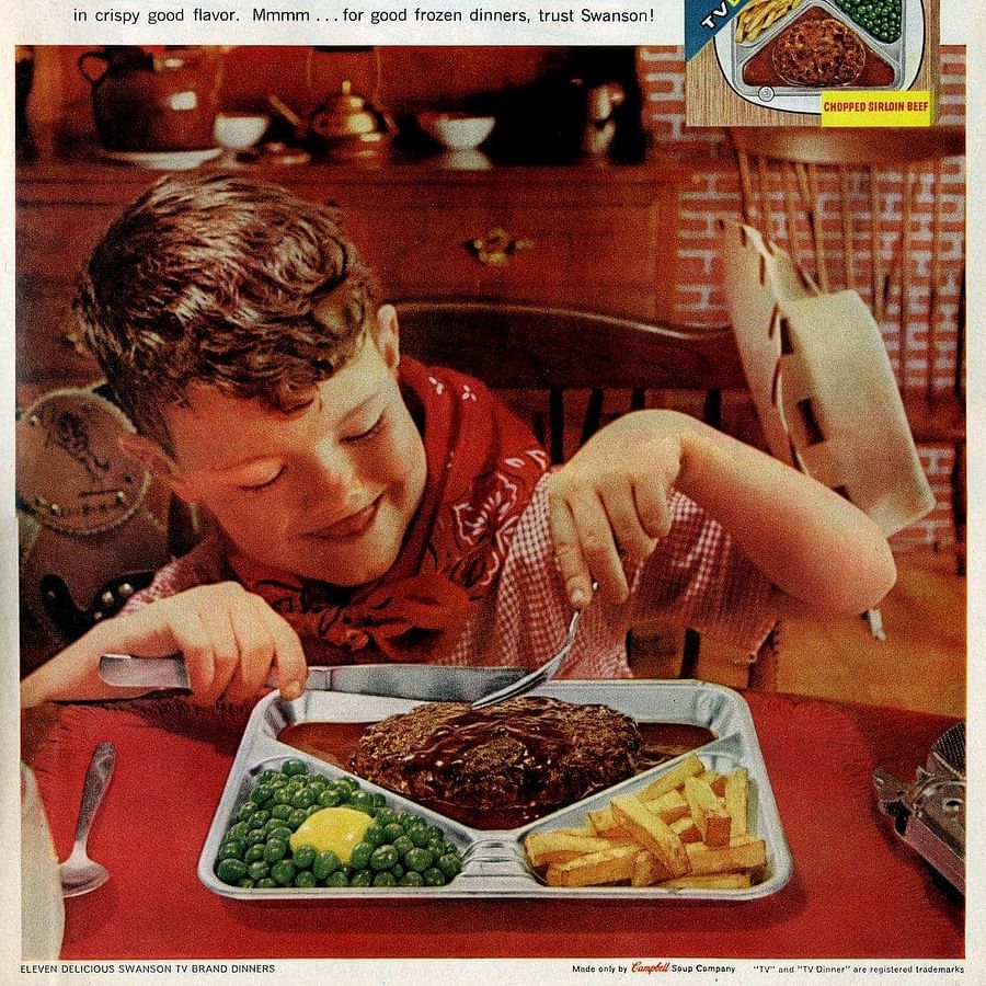 Vintage 1950s TV dinner advertisement